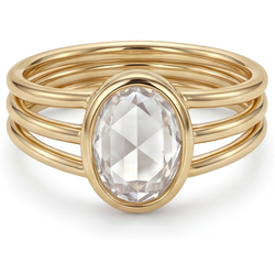 Rosen-Schliff Einzelstein-Ring – Brillant 3 Karat 14K Gelbgold