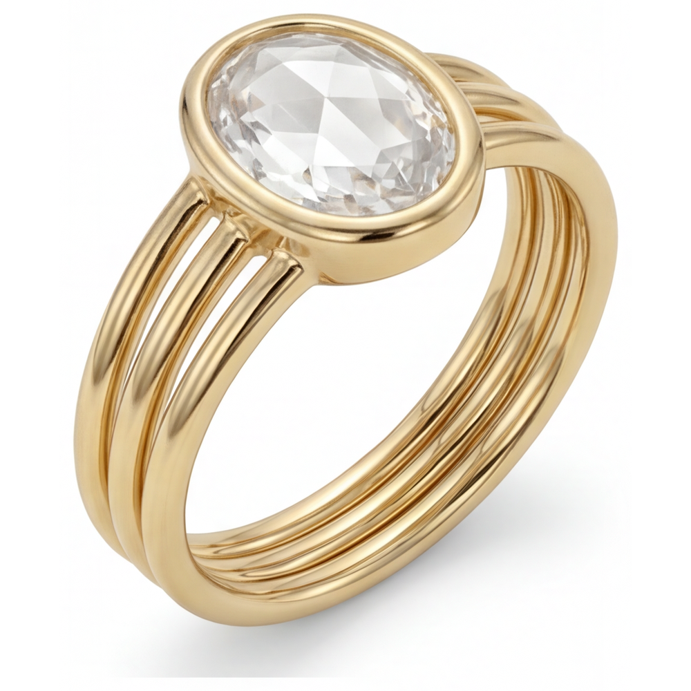 Erdgewonnener Brillant Einzelstein-Ring – Frontansicht