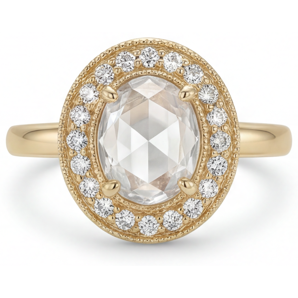 Luxuriöser Brillant Halo-Fassung Ring 2 Karat – Hauptansicht