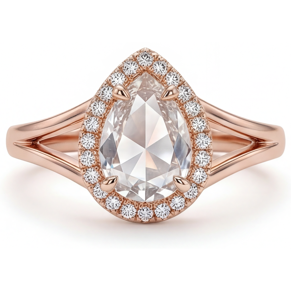 Halo-Verlobungsring 14K Roségold mit Brillant – Hauptansicht