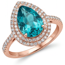 Brillanter Blauer Diamant Brillant Halo-Verlobungsring – 3 Karat