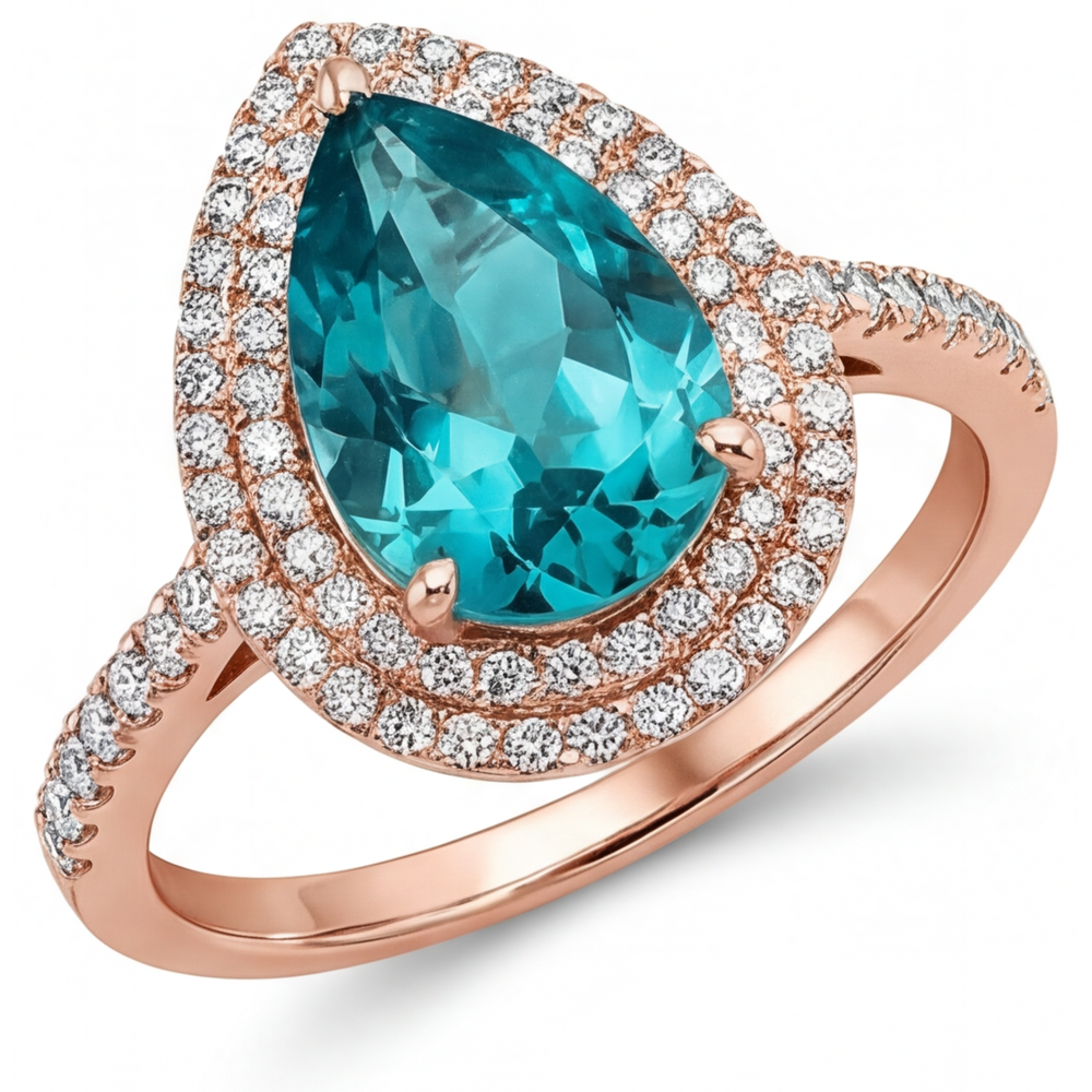 Erdgewonnener Brillant Halo-Verlobungsring 3 Karat 14K Roségold – Hauptansicht