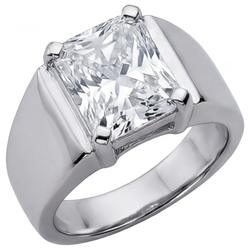 Radiant Brillant Herren-Ring 5 Karat – 14K Weißgold