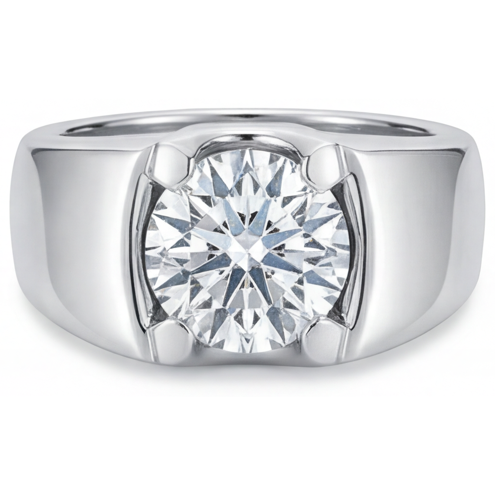 Premium Brillant Männer-Ring 2 Karat – Frontansicht