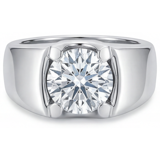 Premium Brillant Männer-Ring 2 Karat – Frontansicht