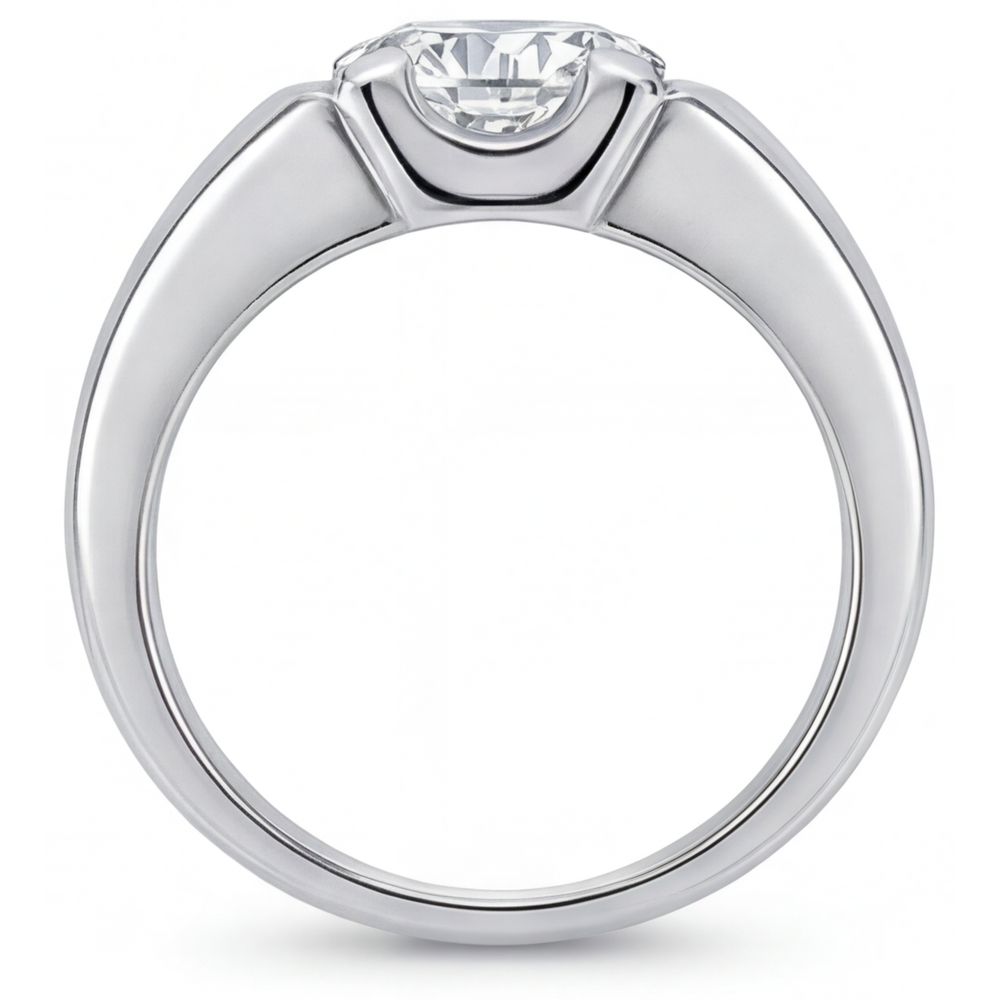 Brillant Rund-Brillant Männer-Ring in 14 Karat Weißgold – Draufsicht