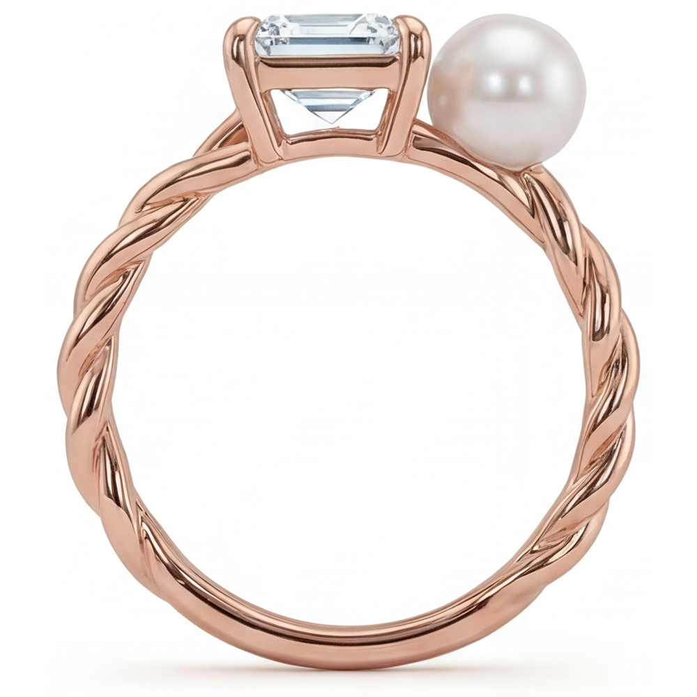 Schmuck-Ring 14K Roségold mit Brillant – Schrägansicht