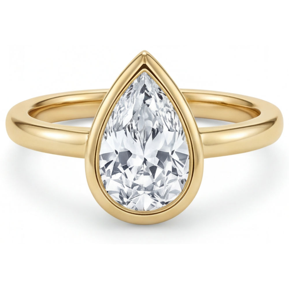 Brillant Tropfen-Schliff Solitär-Verlobungsring in 14K Gelbgold – Hauptansicht