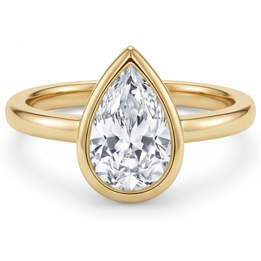 Brillant Tropfen-Schliff Solitär-Verlobungsring in 14K Gelbgold – Hauptansicht