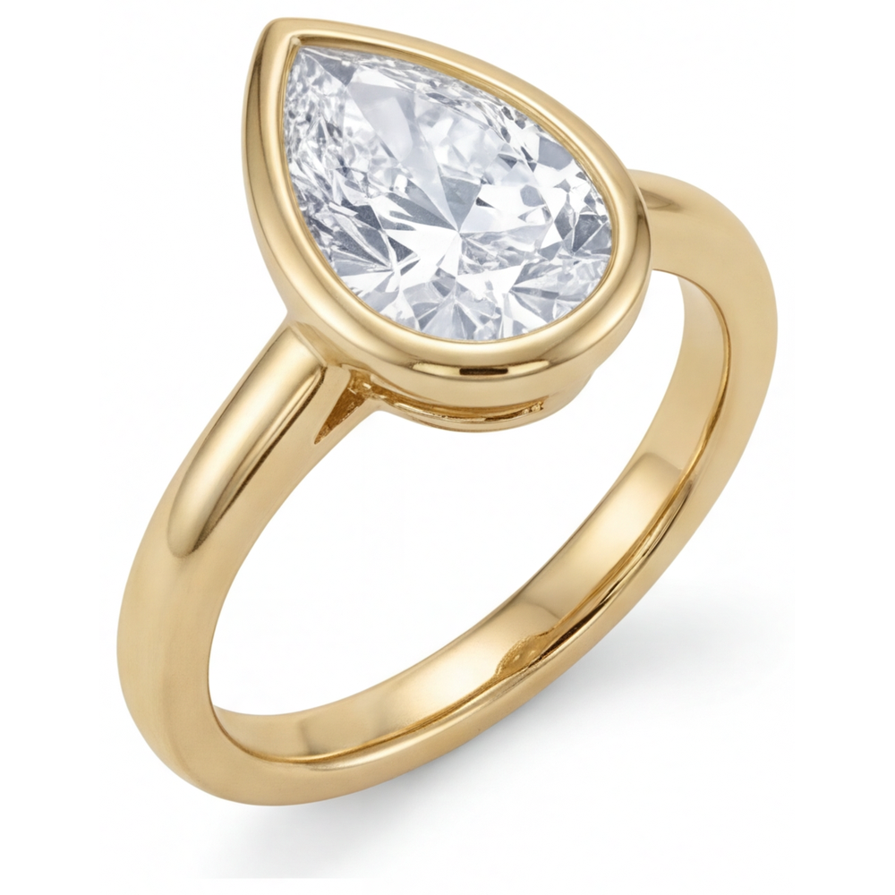 Solitär-Verlobungsring 14K Gelbgold mit Brillant – Frontansicht
