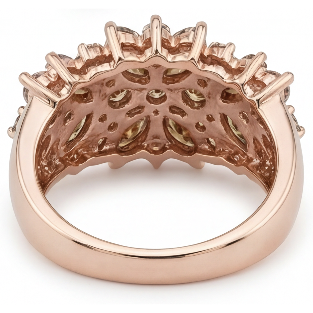 Brillant Marquise-Schliff Statement-Ring in 14K Roségold – Seitenansicht