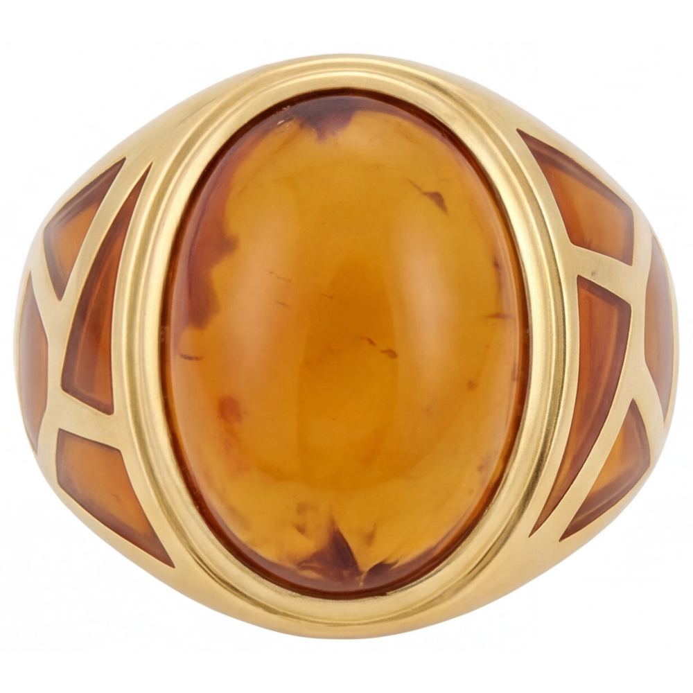 Naturreiner Citrin Edelstein-Ring 10 Karat 14K Gelbgold – Hauptansicht
