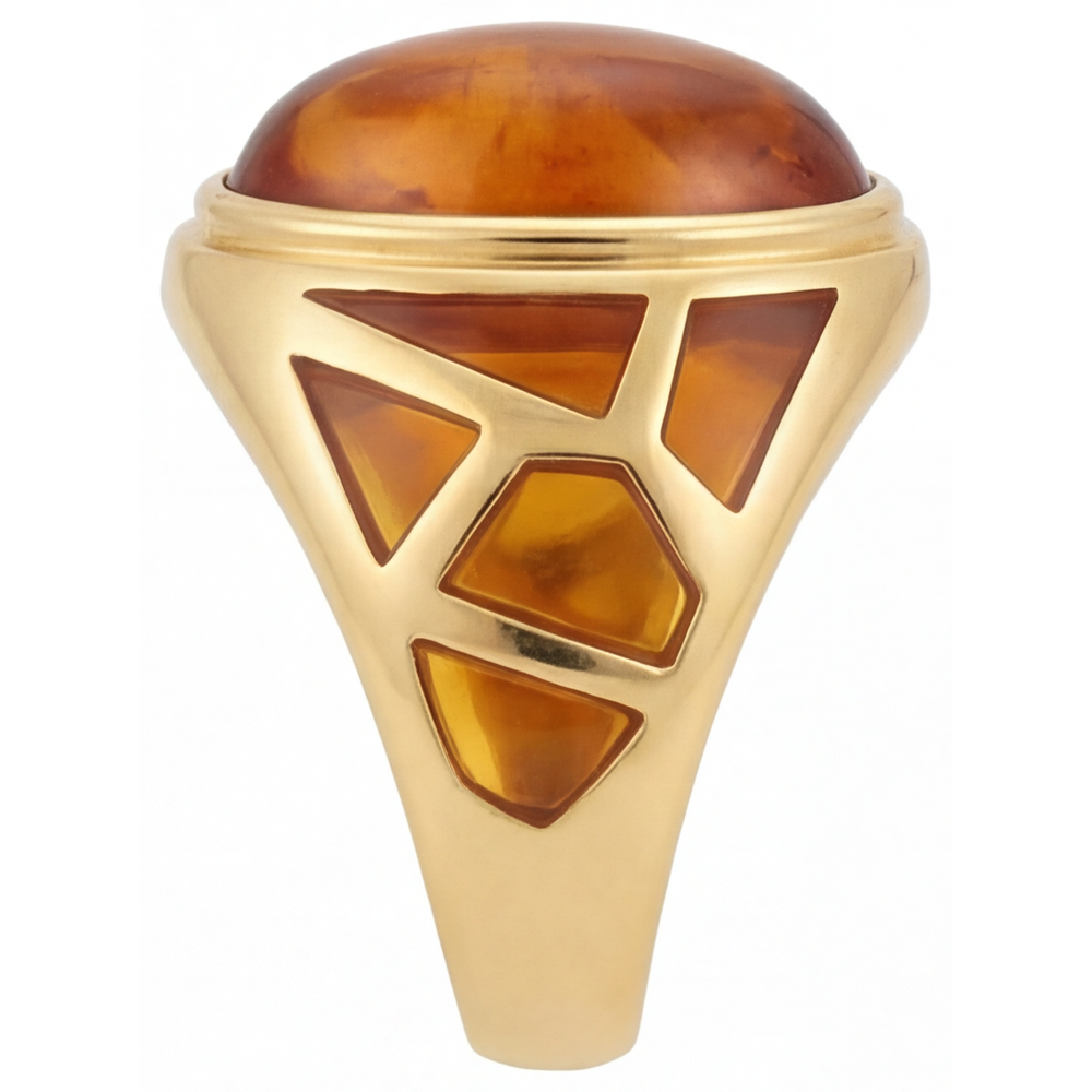 Feiner Citrin Edelstein-Ring 10 Karat – Profilansicht
