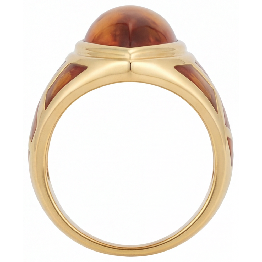 Citrin Tropfen-Schliff Edelstein-Ring in 14 Karat Gelbgold – Seitenansicht