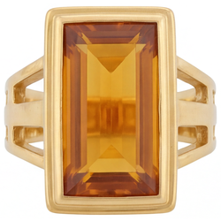Herren 14K Gelbgold Edelstein-Ring mit Citrin – 7 Karat