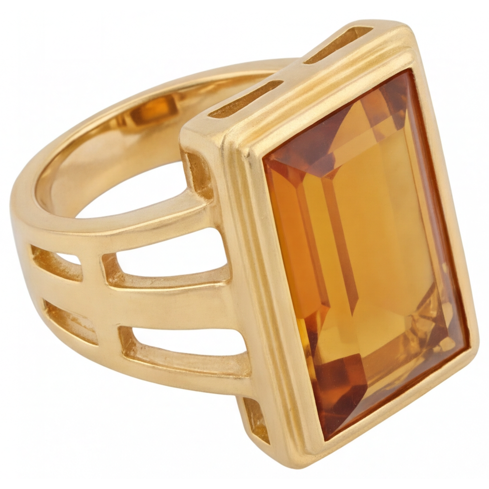 Citrin Edelstein-Ring 7-Karat 14K Gelbgold – Seitenansicht