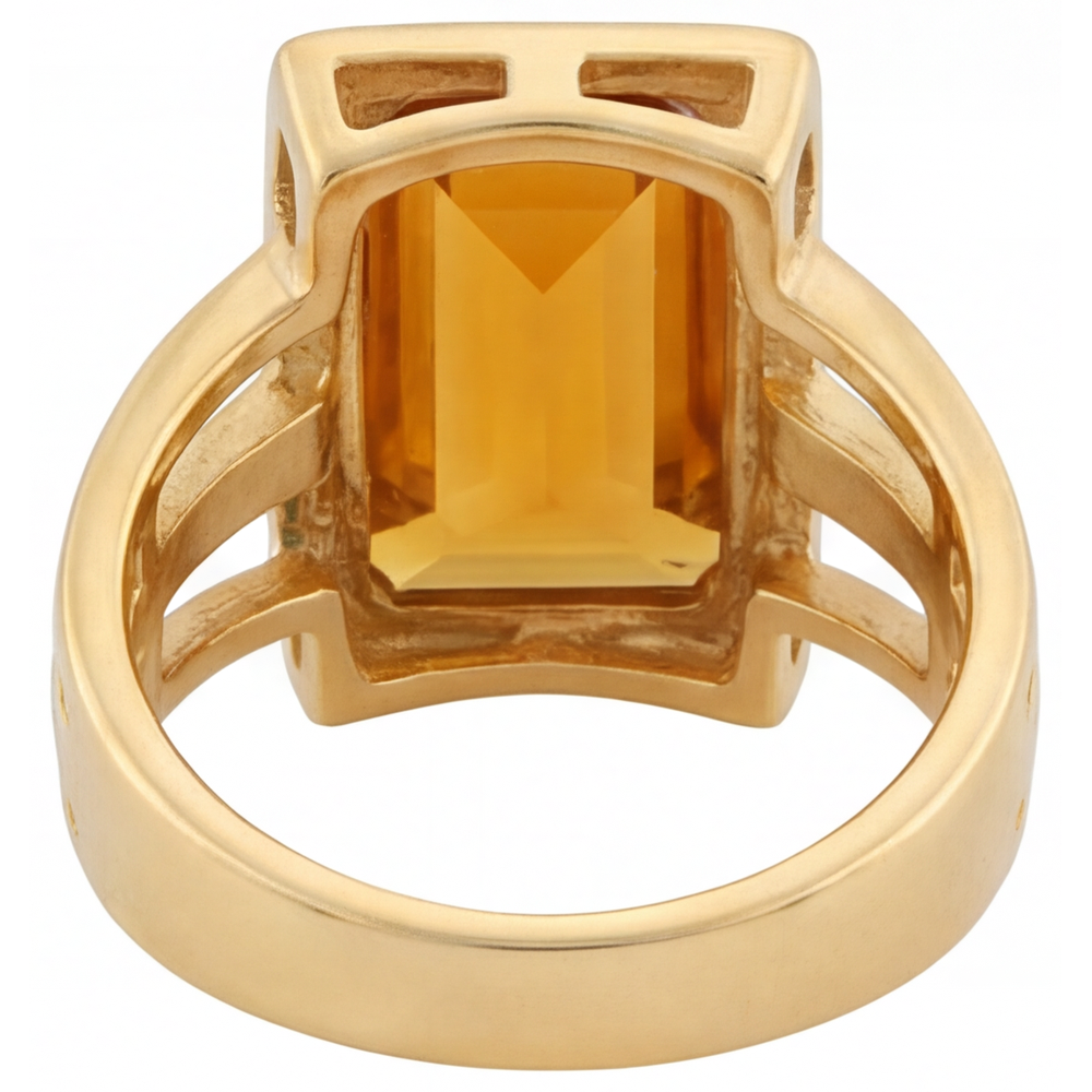Natürlicher Citrin Edelstein-Ring 7 Karat 14K Gelbgold – Profilansicht