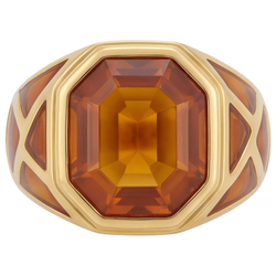 Herren Feiner Citrin Farbstein-Ring 10 Karat – 14 Karat Gelbgold