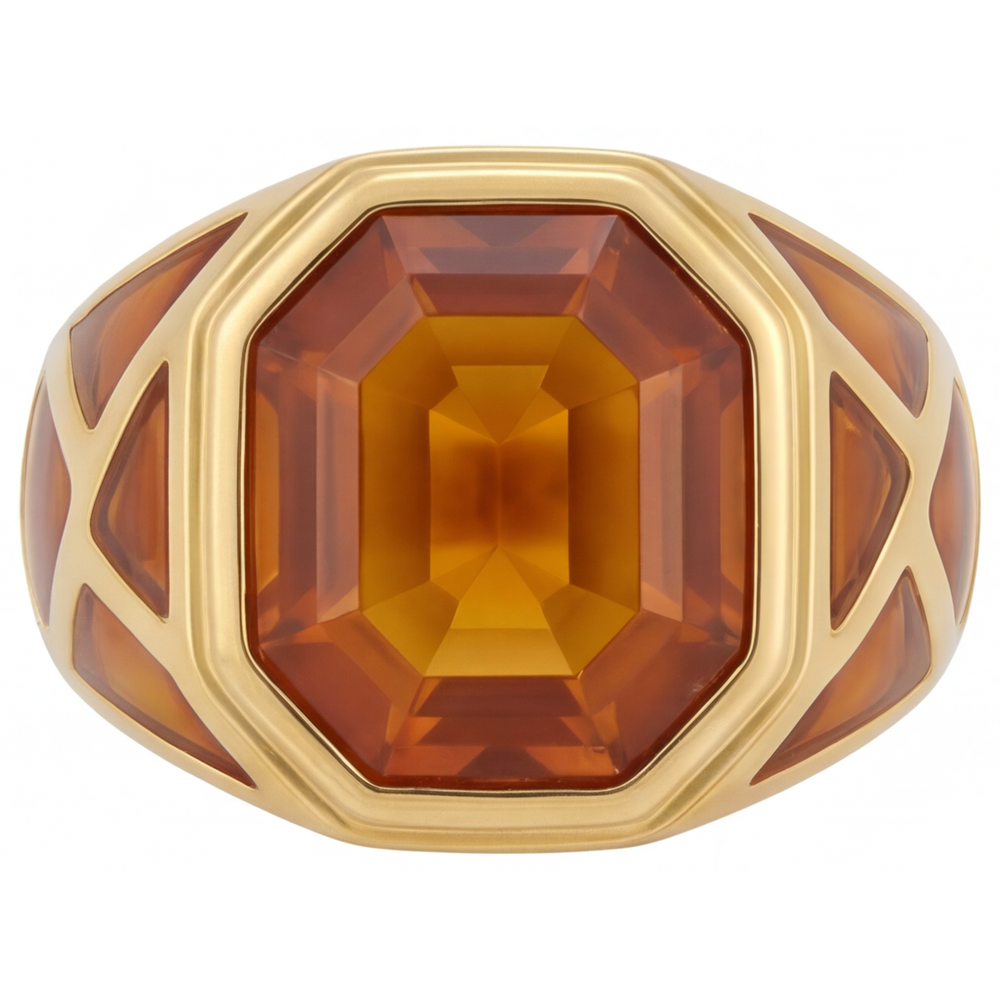 Feiner Citrin Farbstein-Ring 10 Karat – Hauptansicht