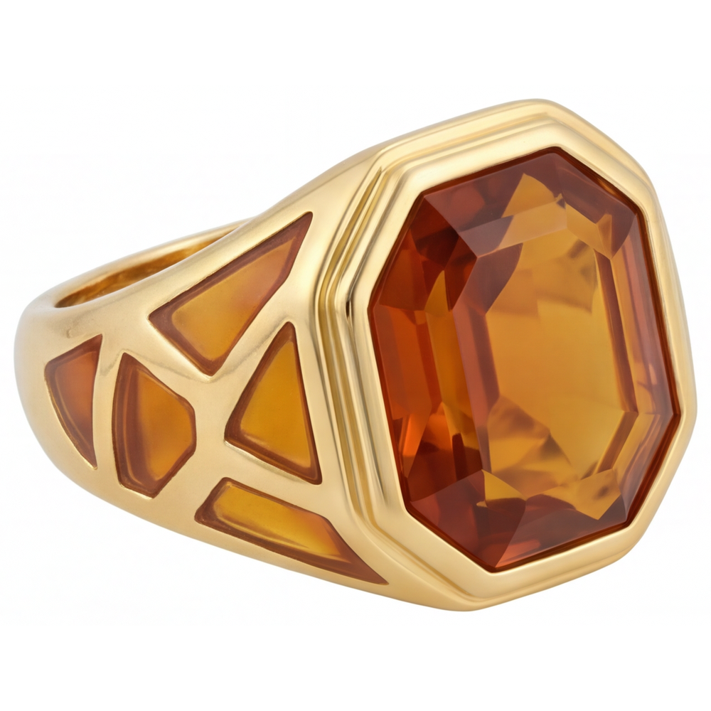 Farbstein-Ring 14 Karat Gelbgold mit Citrin – Seitenansicht