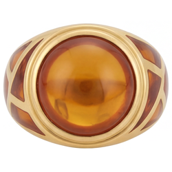 Herren Kunstvoller Citrin Schmuckstein-Ring 10 Karat – 14 Karat