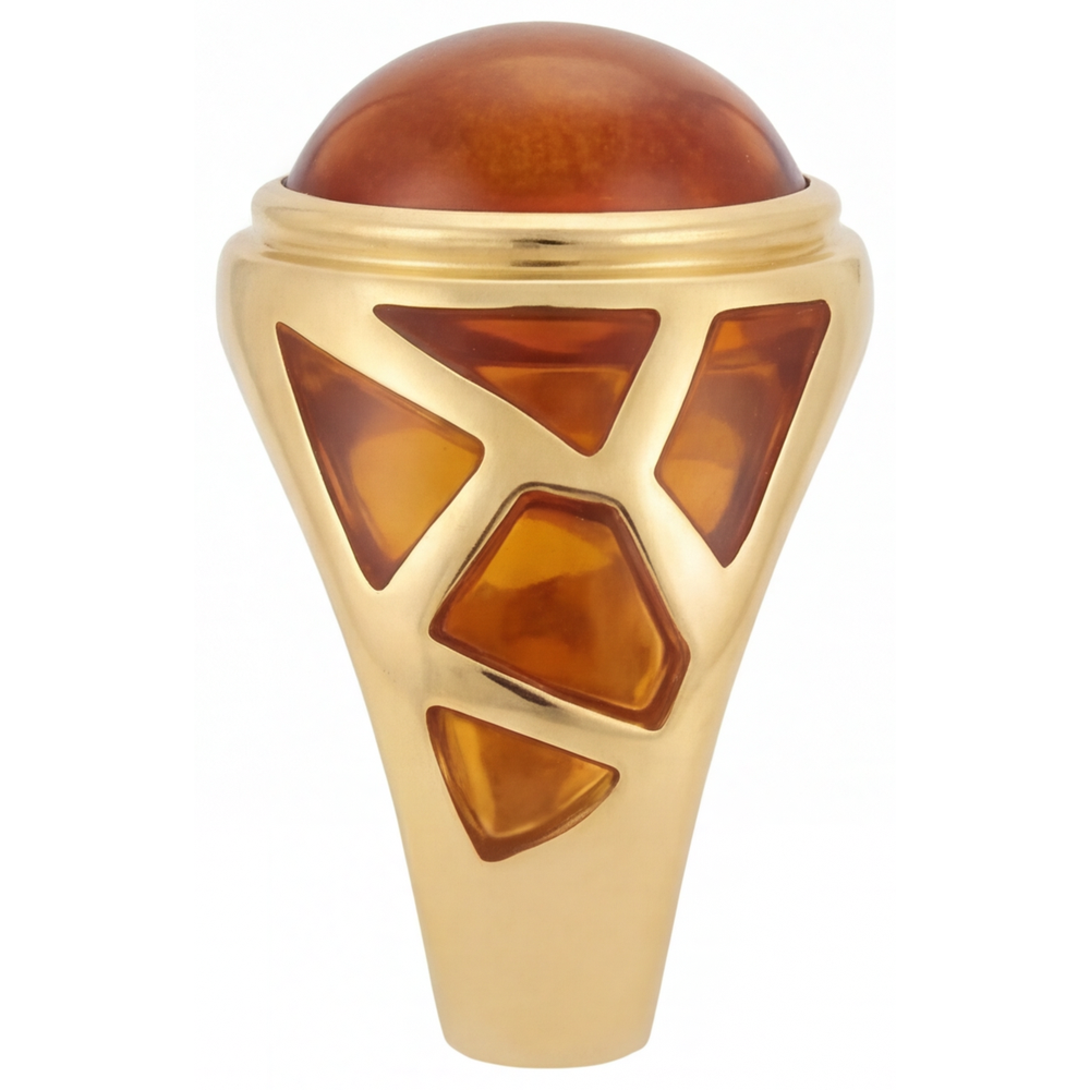 Citrin Schmuckstein-Ring 10-Karat 14 Karat Gelbgold – Schrägansicht