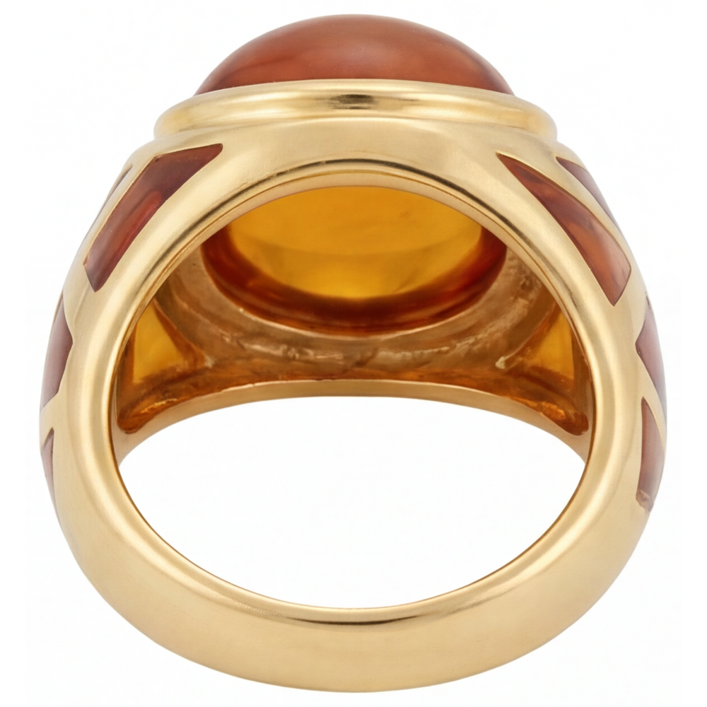 Schmuckstein-Ring 14 Karat Gelbgold mit Citrin – Profilansicht