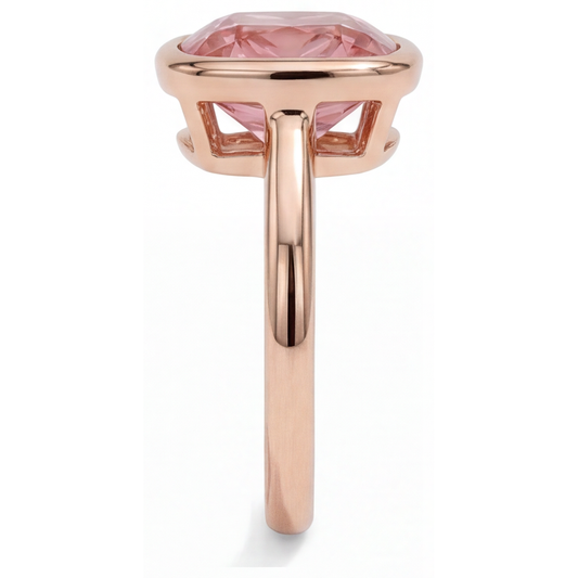 Padparadscha-Saphir Verlobungsring 2,5 Karat Echter Kissenschliff Lünette Solitär 14 Karat Roségold