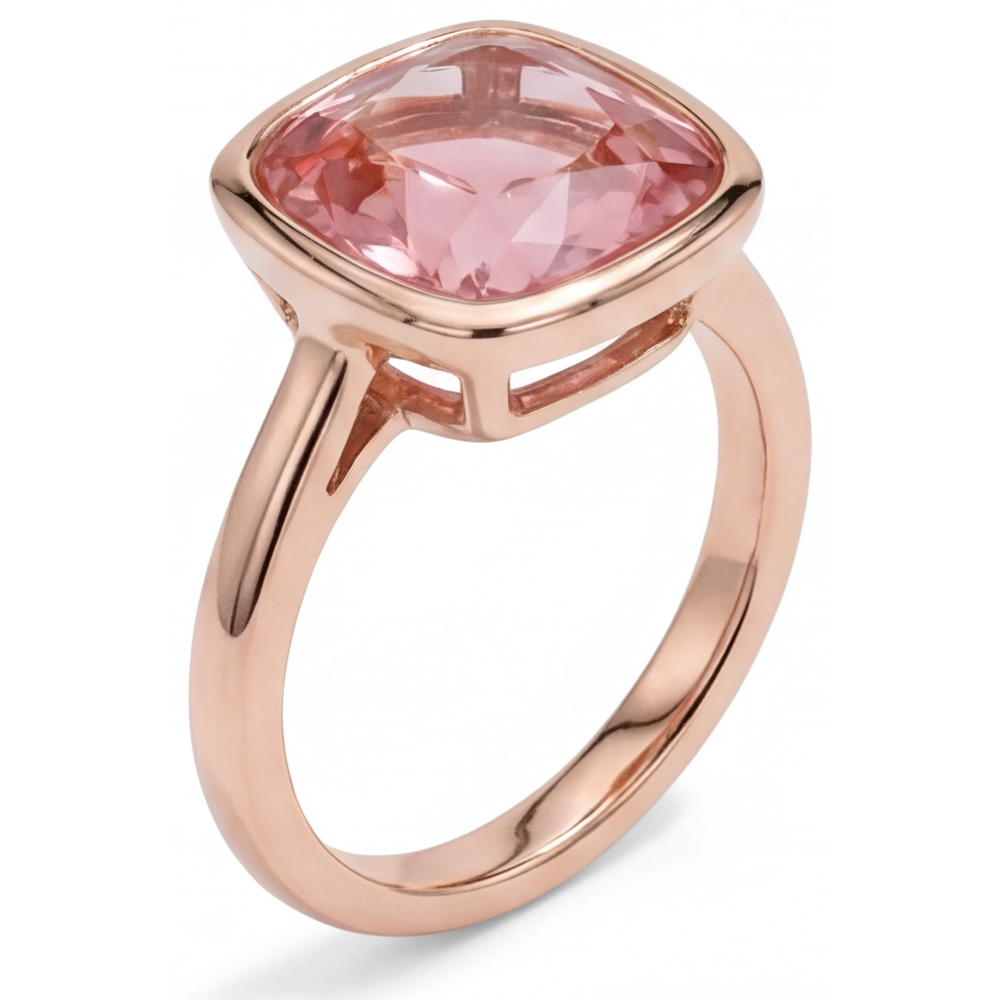 Padparadscha-Saphir Verlobungsring 2,5 Karat Echter Kissenschliff Lünette Solitär 14 Karat Roségold