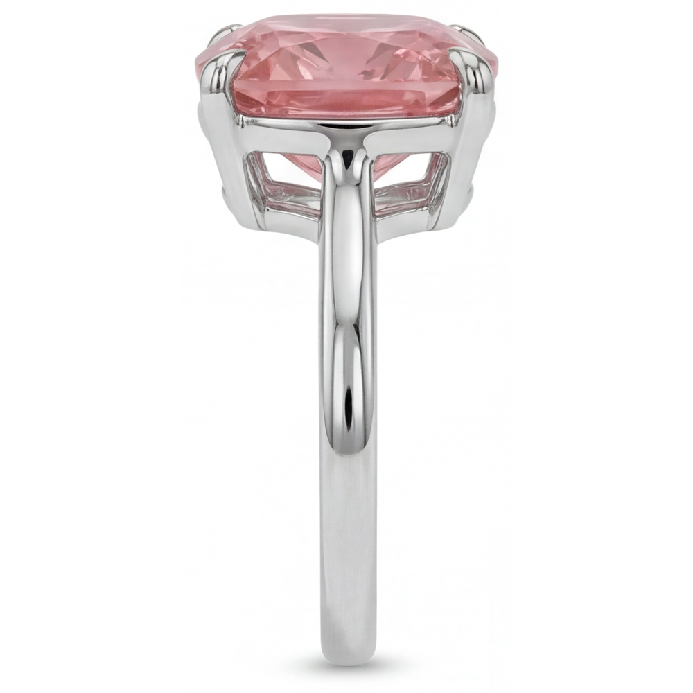 Padparadscha-Saphir Verlobungsring 3 Karat Natürlicher Kissenschliff Solitär Schlicht 14 Karat Weißgold