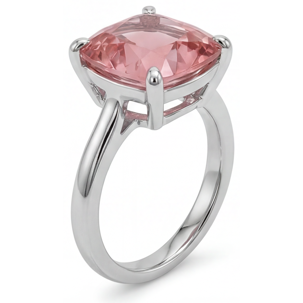 Padparadscha-Saphir Verlobungsring 3 Karat Natürlicher Solitär im Kissenschliff 14 Karat Weißgold