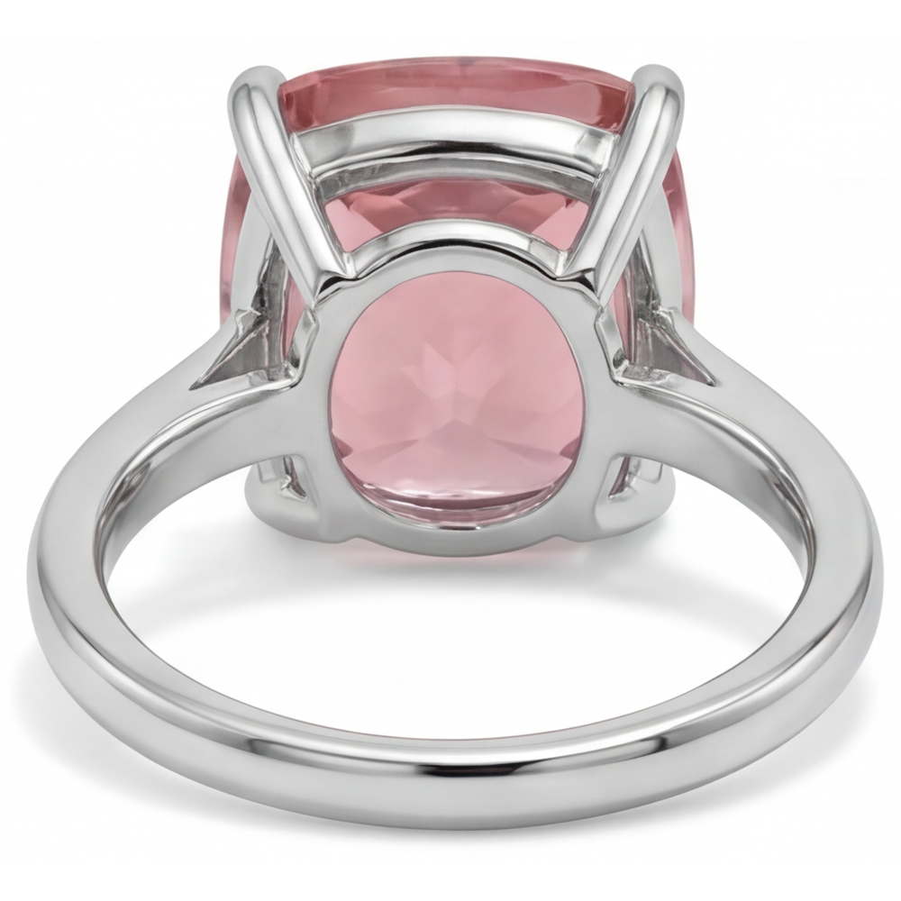 Pfirsich-Saphir Verlobungsring 3 Karat Echter Padparadscha Solitär im Kissenschliff Kathedralenfassung 14 Karat Weißgold