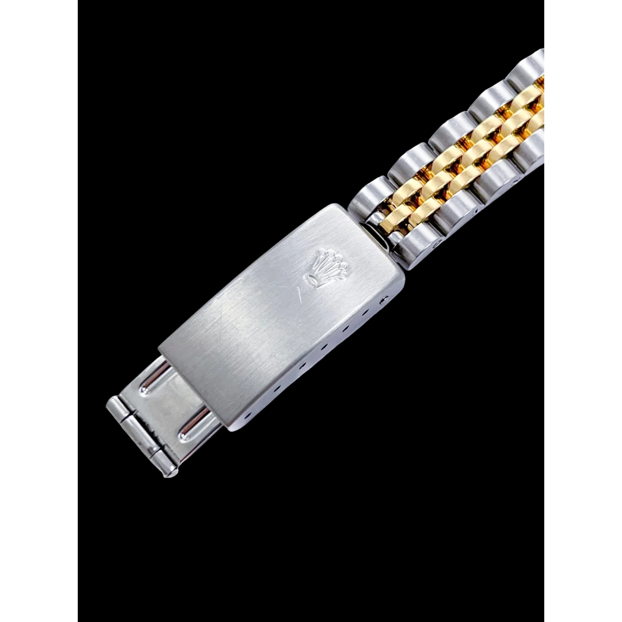 dame Champagne Stock Rolex-Zifferblatt aus Edelstahl und goldenem Jubiläumsarmband