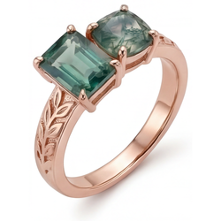 1,50 Karat Dendritic Agate Edelstein-Ring in 14 Karat Roségold