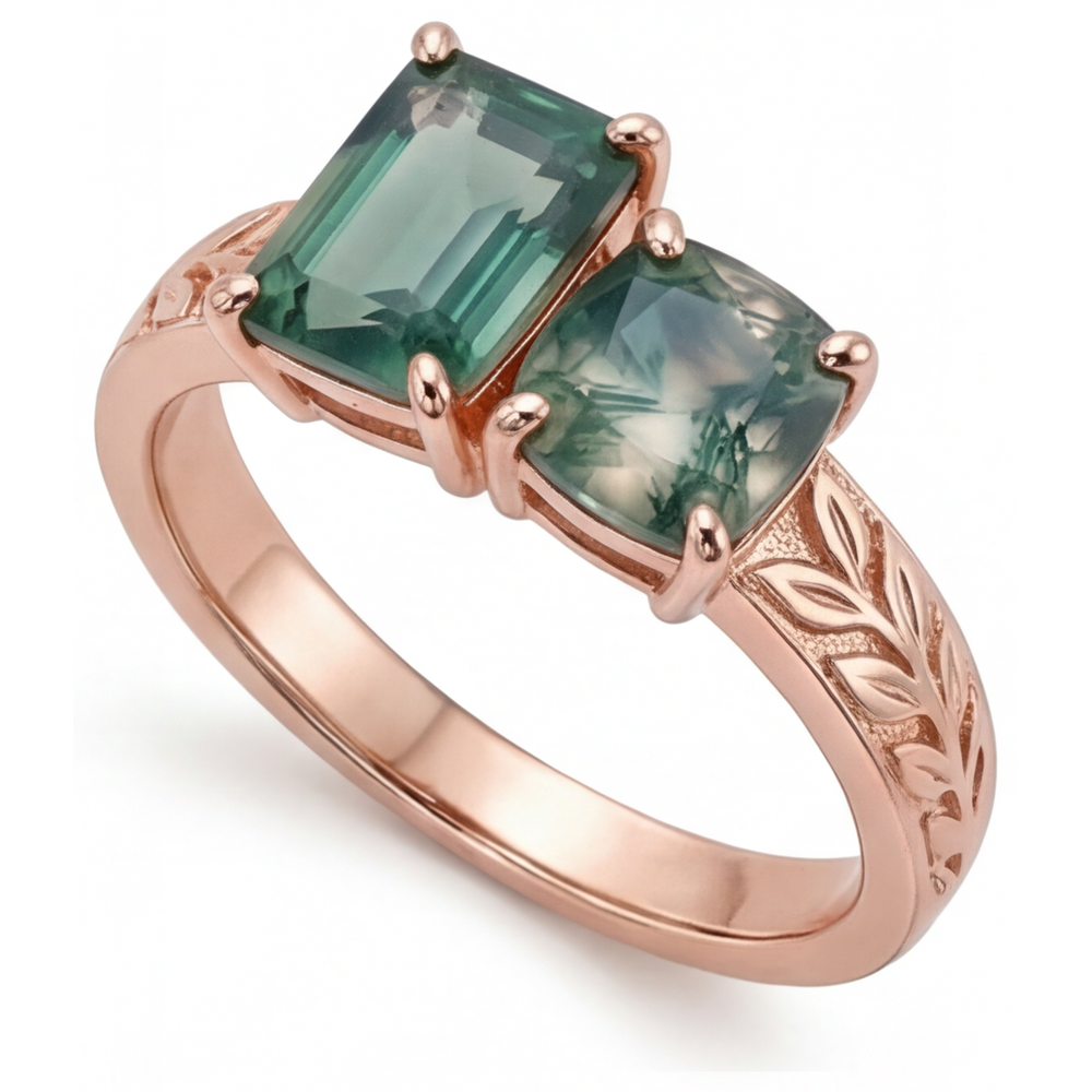 Natürlicher Dendritic Agate Edelstein-Ring – Frontansicht