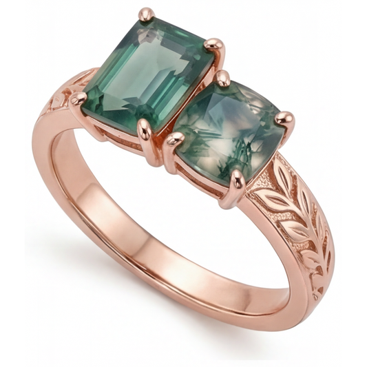 Natürlicher Dendritic Agate Edelstein-Ring – Frontansicht