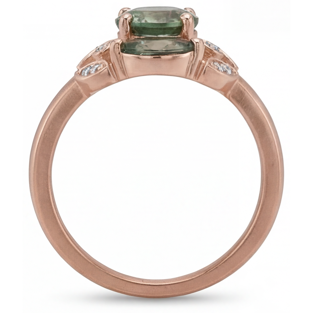 Marquise-Schliff Dendritic Agate Ring in 14K Roségold – Profilansicht