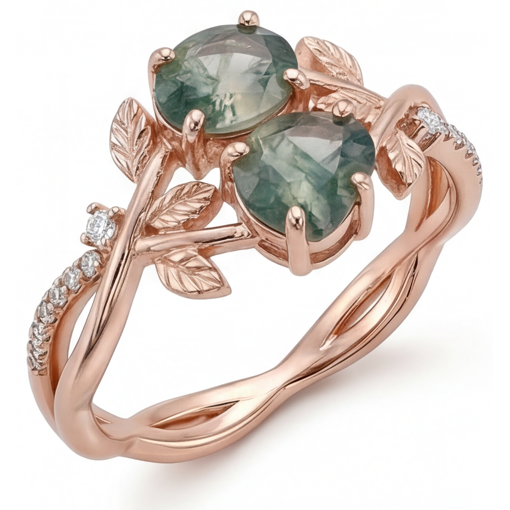 Natürlicher Dendritic Agate Schmuckstein-Ring – Seitenansicht