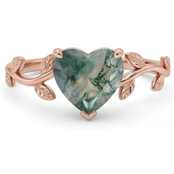 Erdgewonnener Heart Dendritic Agate Schmuckstein-Ring 2 Karat