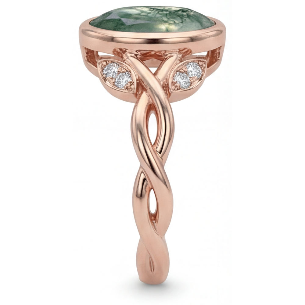 Handgemachter Dendritic Agate Schmuckstein-Ring 2,75 Karat – Profilansicht