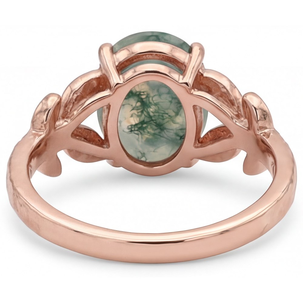 Oval Dendritic Agate Ring in 14K Roségold – Profilansicht