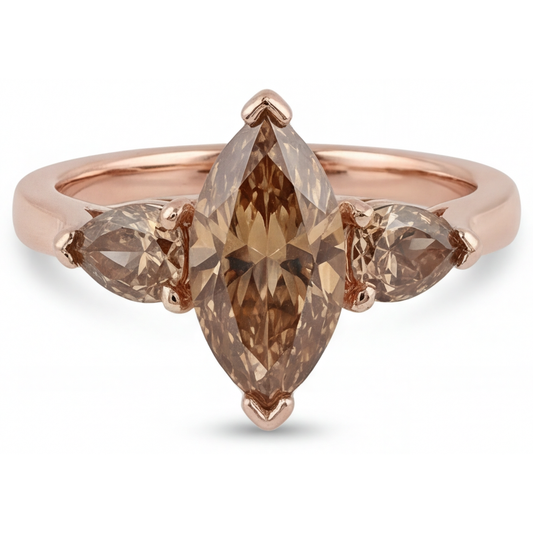 Authentischer Diamant Drei-Stein-Ring – Hauptansicht