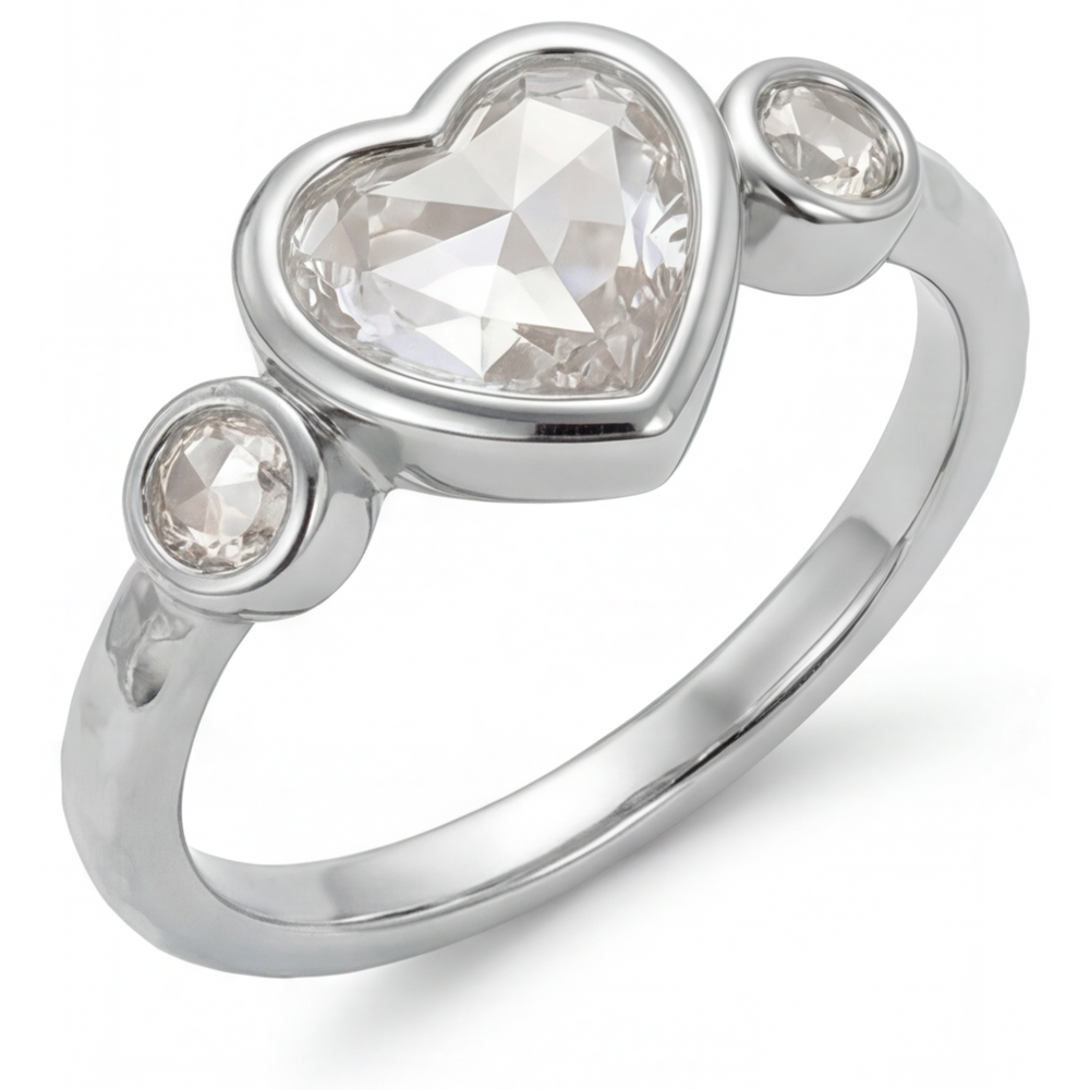 Erdgewonnener Diamant Drei-Stein-Ring 2 Karat 14K Weißgold – Frontansicht