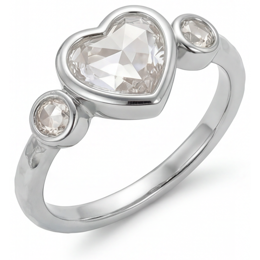 Erdgewonnener Diamant Drei-Stein-Ring 2 Karat 14K Weißgold – Frontansicht