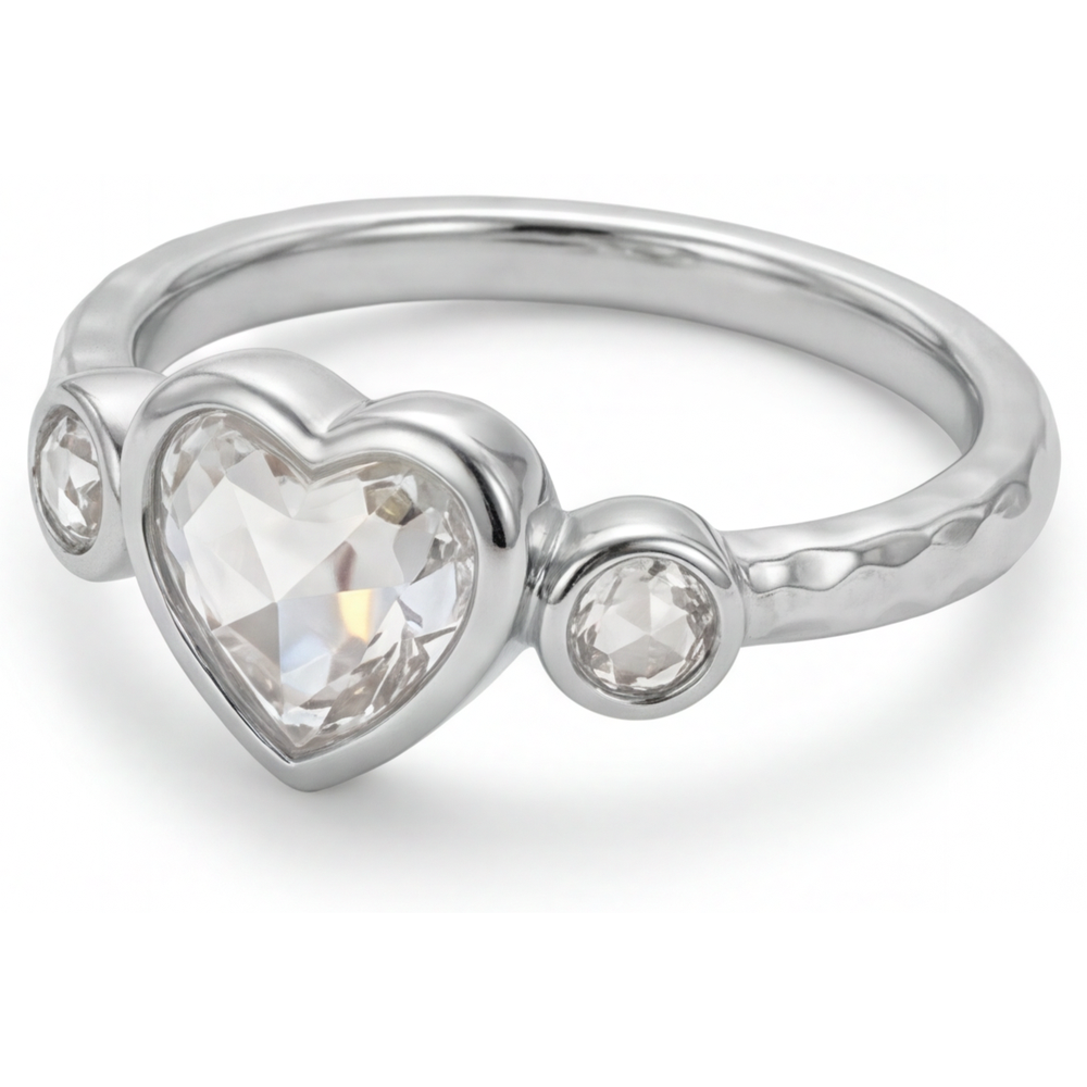 Erdgewonnener Diamant Drei-Stein-Ring 2 Karat 14K Weißgold – Seitenansicht