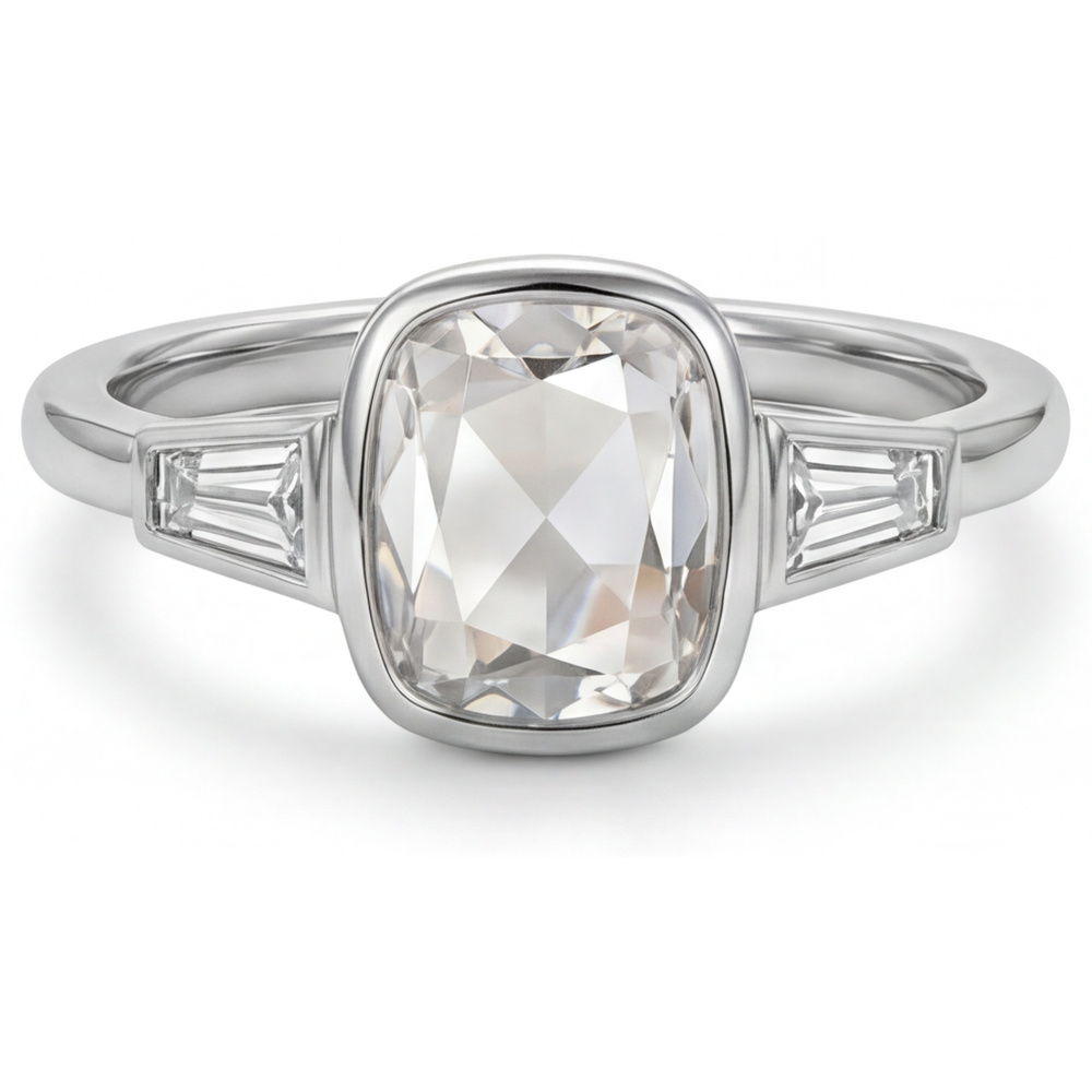 Handgemachter Diamant Drei-Stein-Ring 3 Karat – Hauptansicht