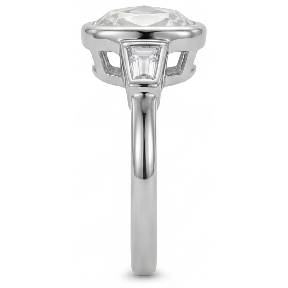 Diamant Cushion Drei-Stein-Ring in 14K Weißgold – Seitenansicht