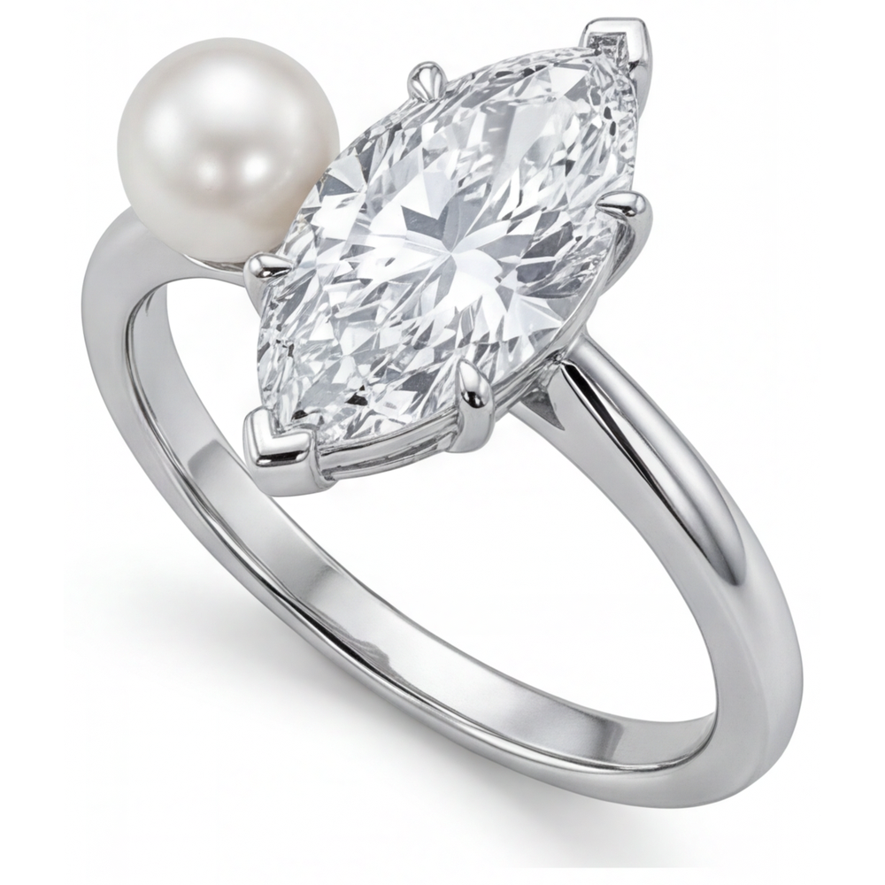 Diamant Einzelstein-Ring 2,5-Karat 14K Weißgold – Seitenansicht