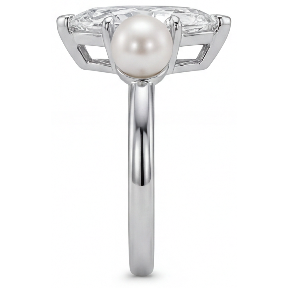 Marquise Diamant Ring in 14K Weißgold – Schrägansicht