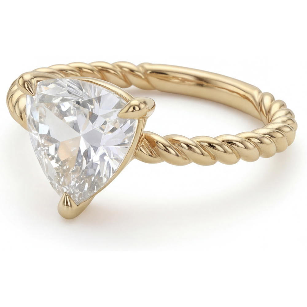 Diamant Einzelstein-Ring 2,50-Karat 14K Gelbgold – Frontansicht